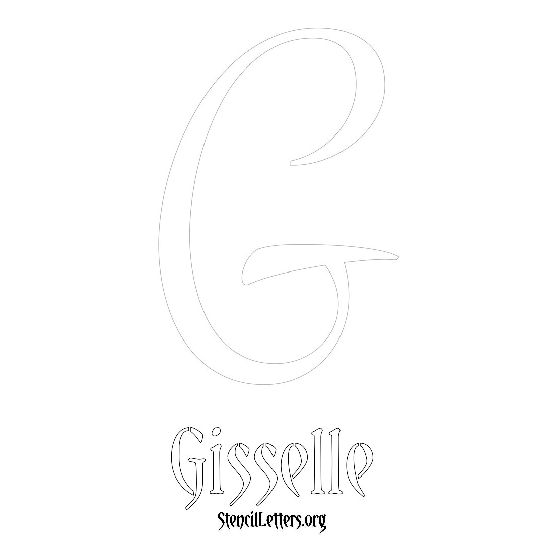 Gisselle printable name initial stencil in Vintage Brush Lettering