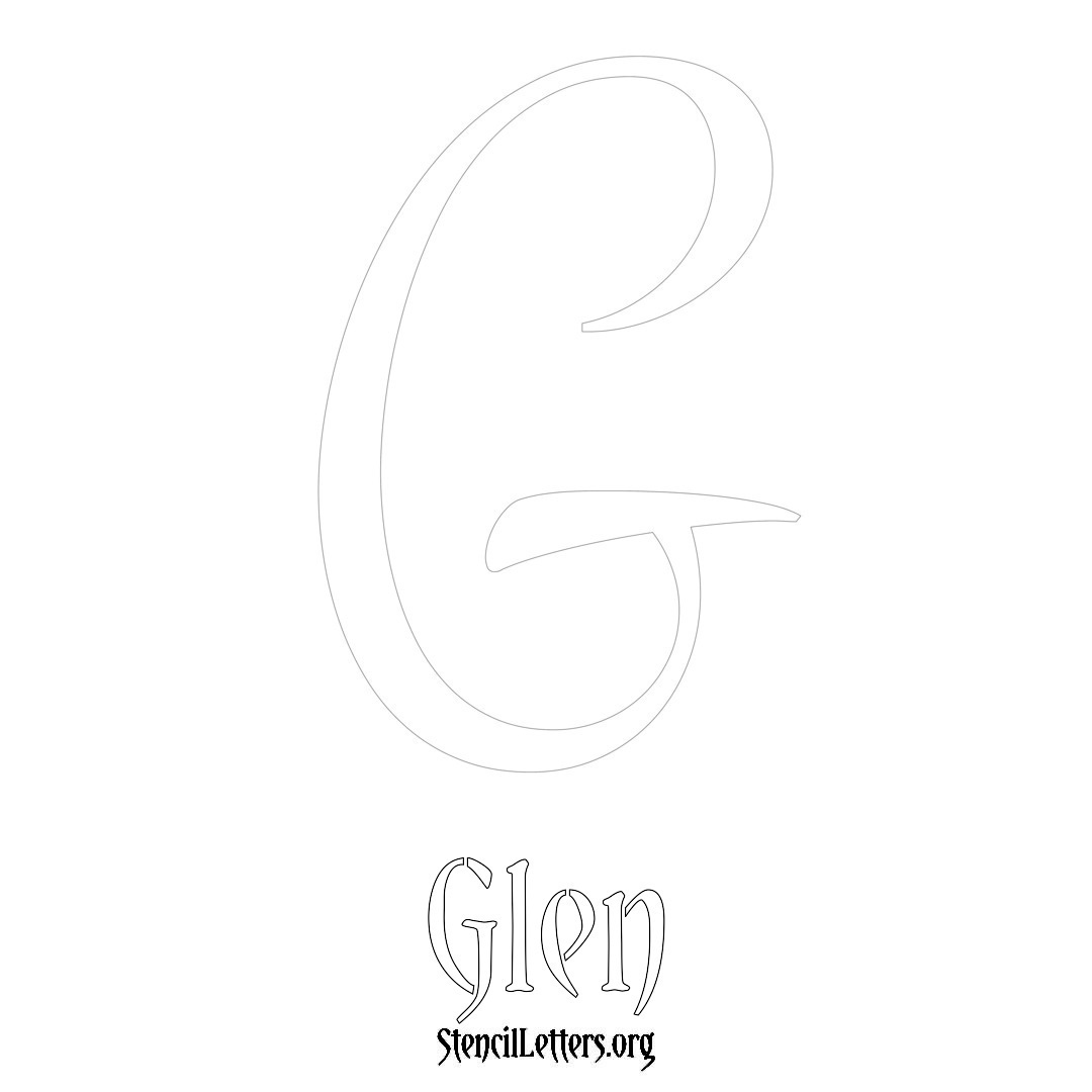Glen printable name initial stencil in Vintage Brush Lettering