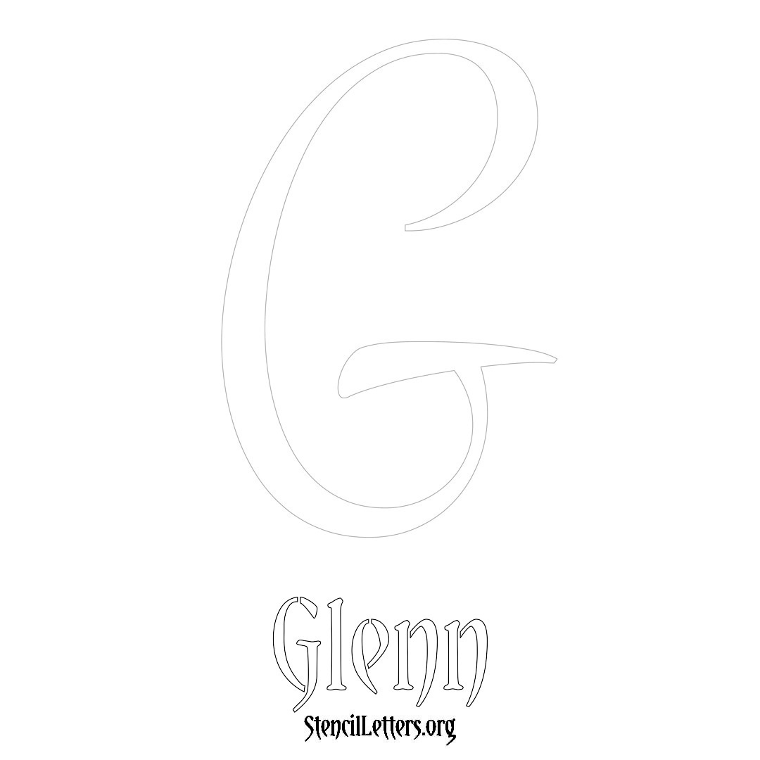 Glenn printable name initial stencil in Vintage Brush Lettering