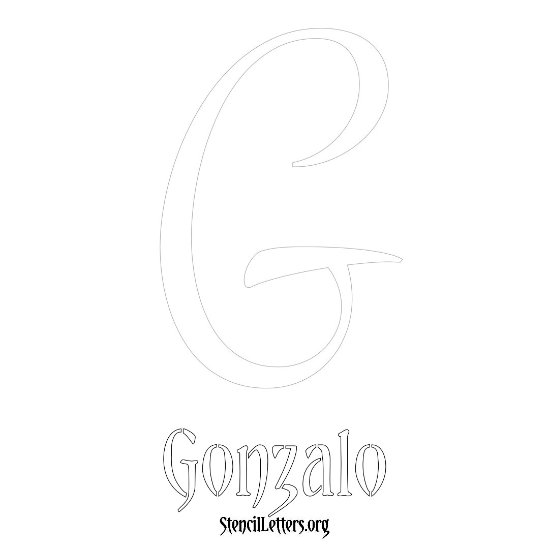 Gonzalo printable name initial stencil in Vintage Brush Lettering
