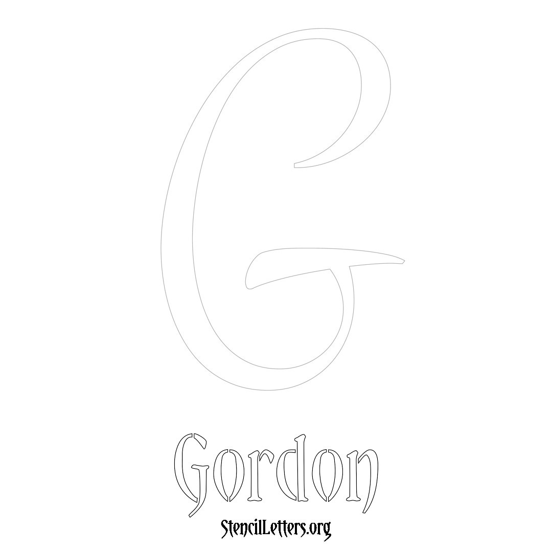 Gordon printable name initial stencil in Vintage Brush Lettering