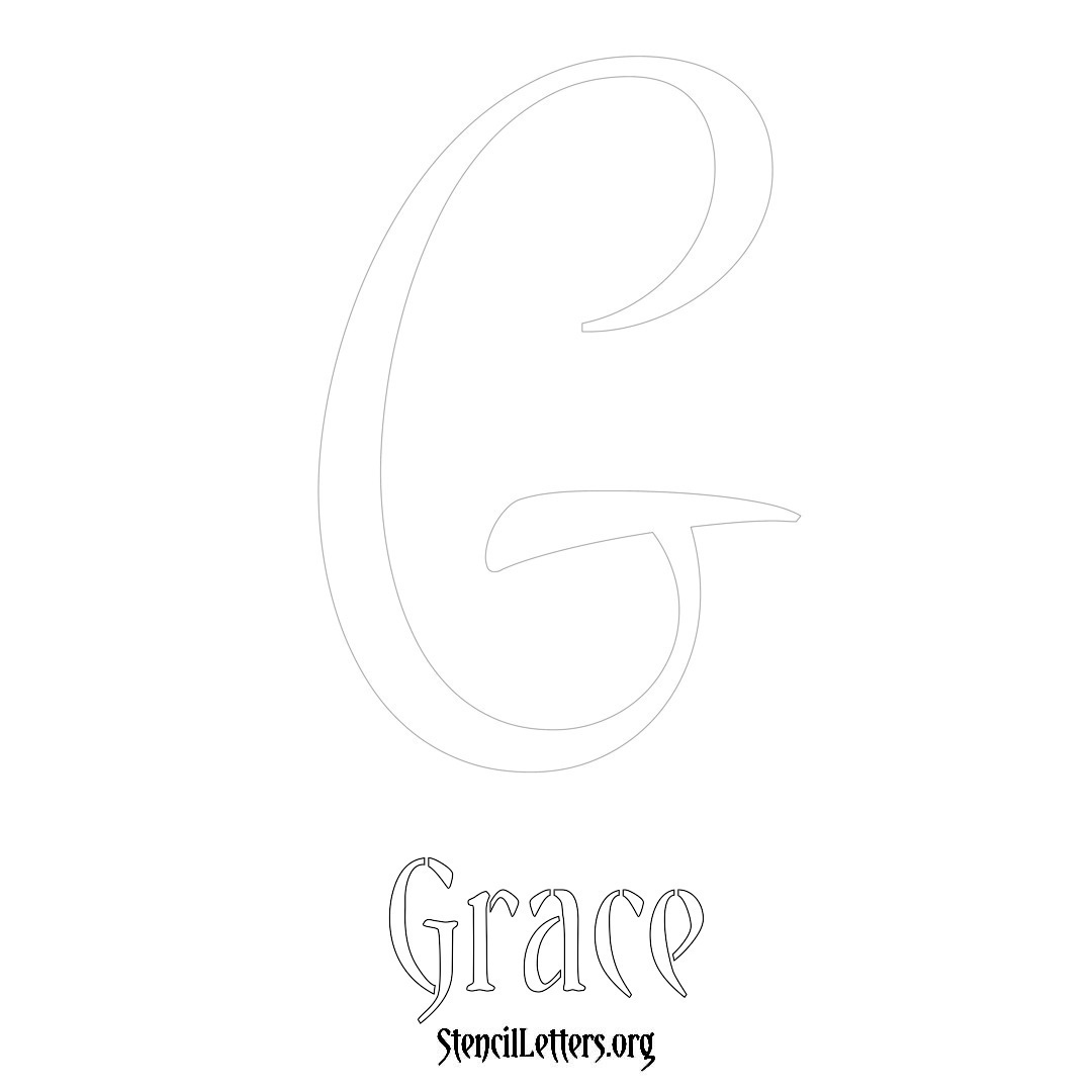 Grace printable name initial stencil in Vintage Brush Lettering