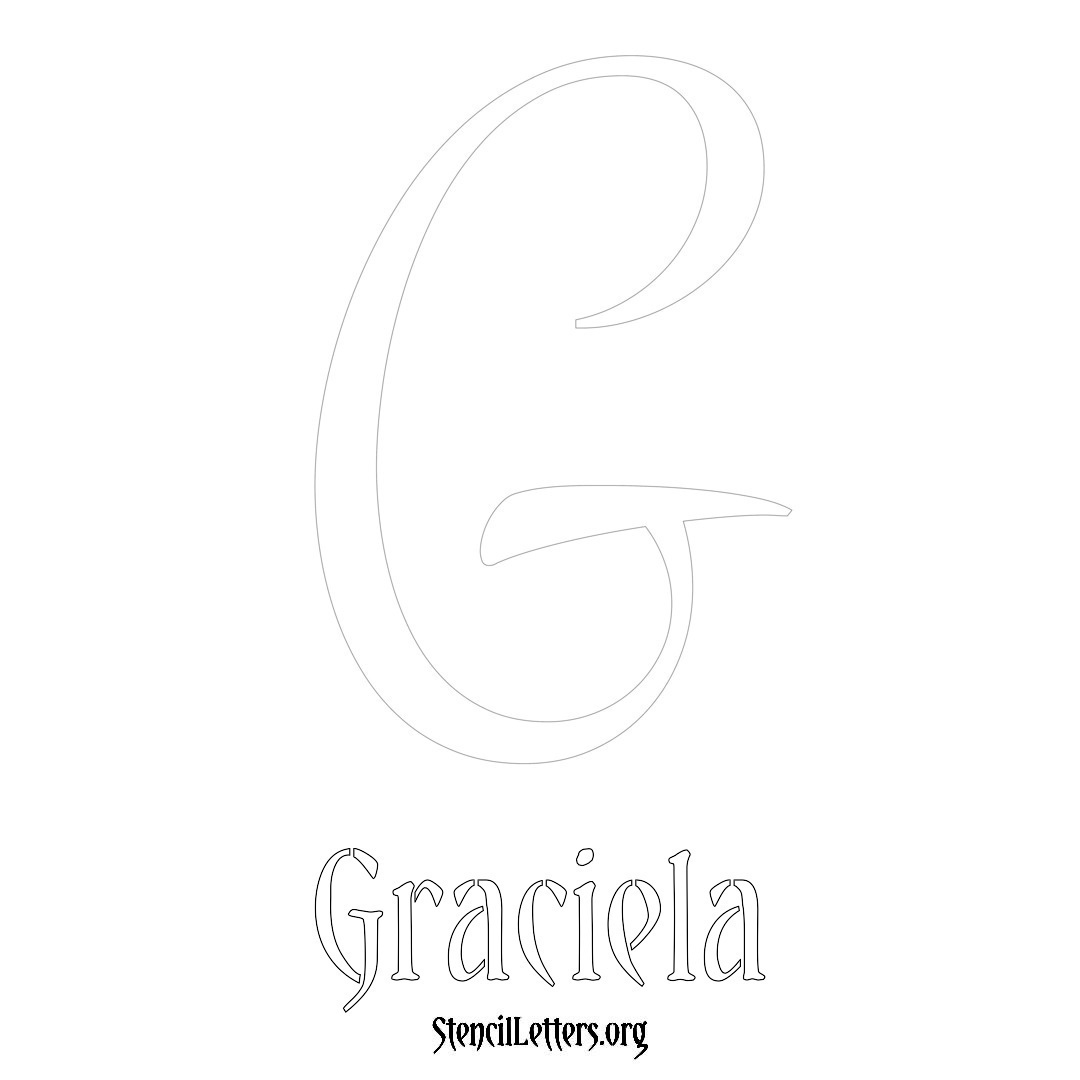 Graciela printable name initial stencil in Vintage Brush Lettering