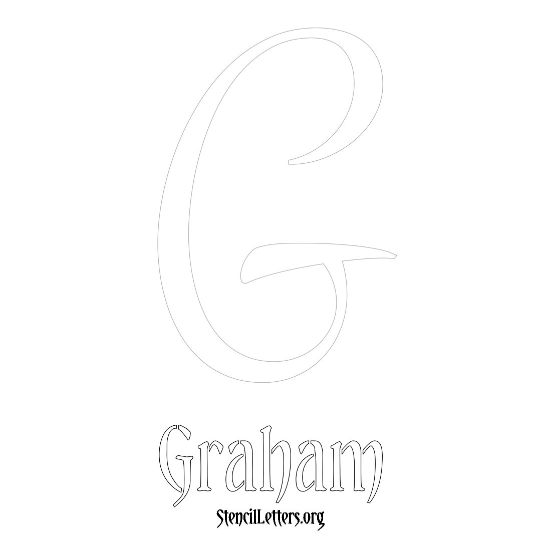 Graham printable name initial stencil in Vintage Brush Lettering