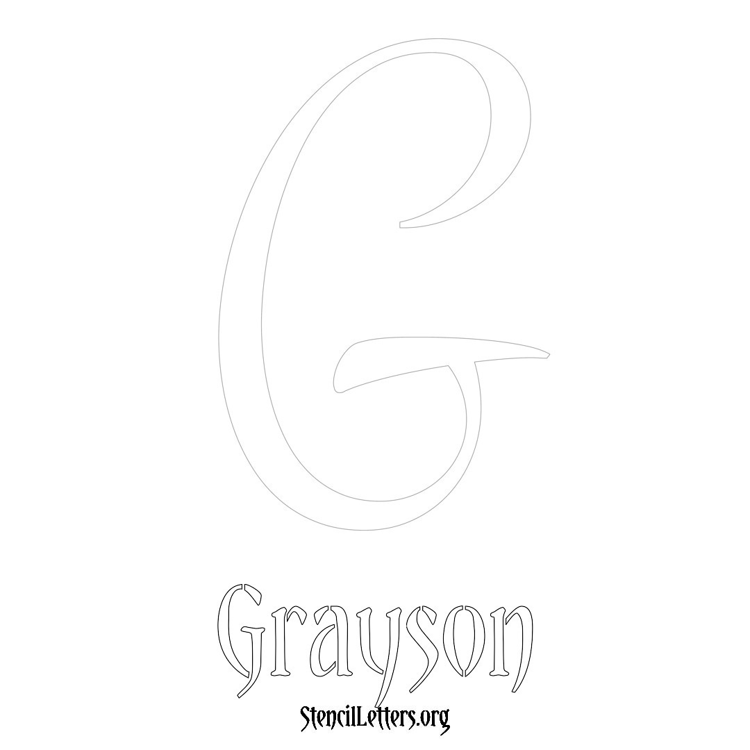 Grayson printable name initial stencil in Vintage Brush Lettering