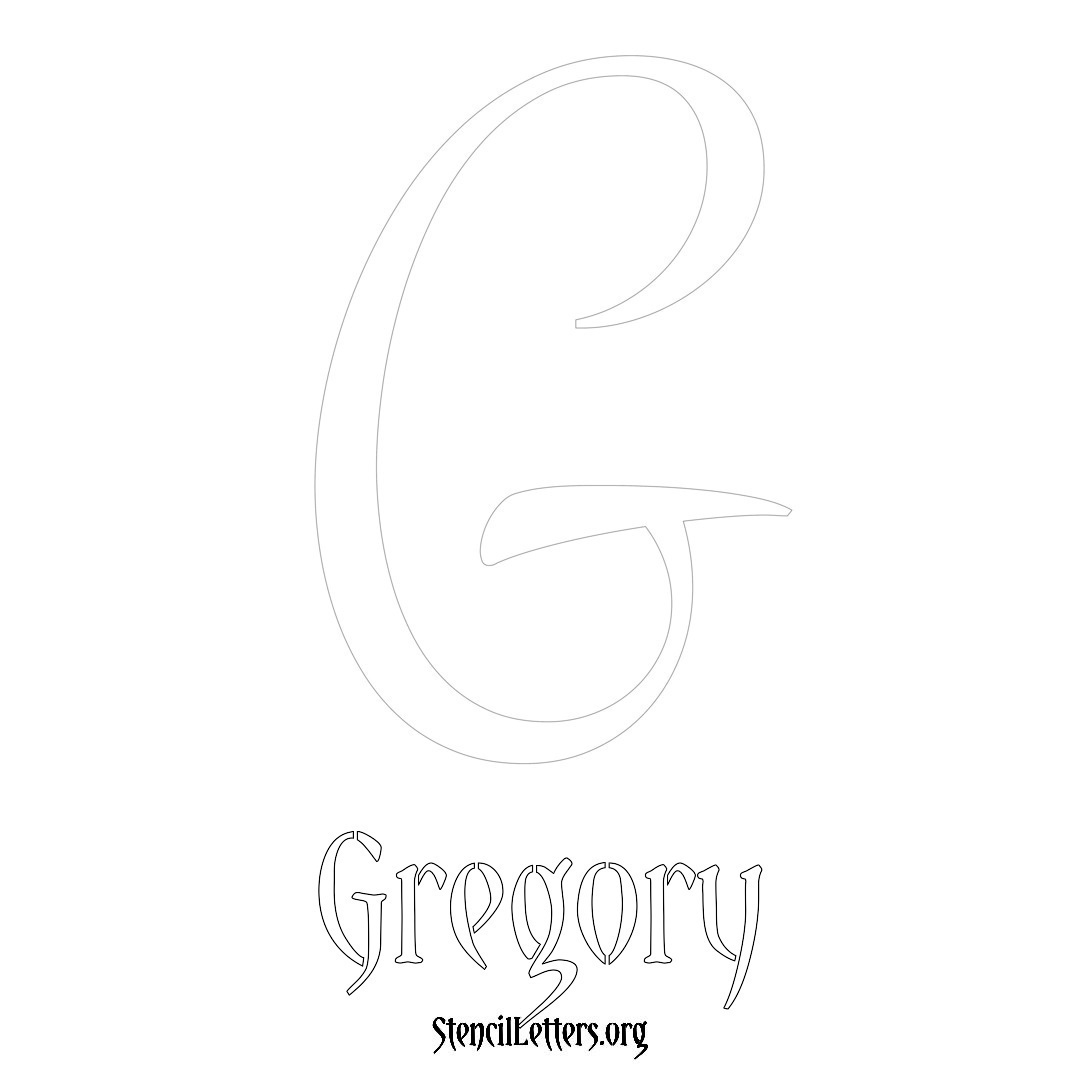 Gregory printable name initial stencil in Vintage Brush Lettering