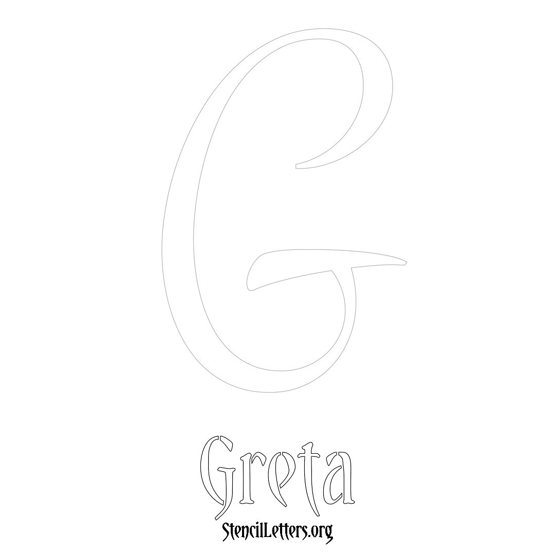 Greta printable name initial stencil in Vintage Brush Lettering