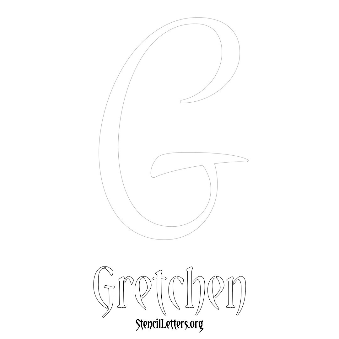 Gretchen printable name initial stencil in Vintage Brush Lettering
