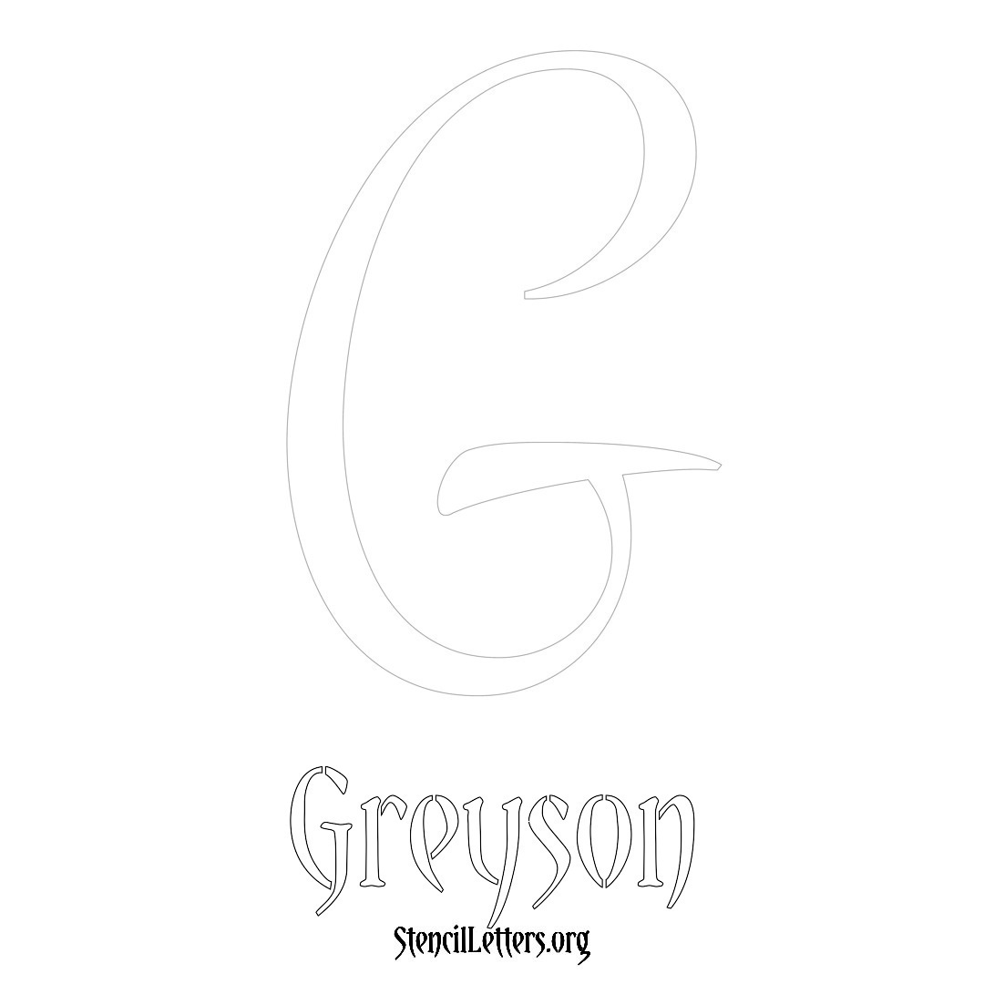 Greyson printable name initial stencil in Vintage Brush Lettering