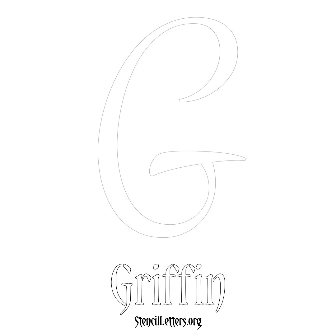 Griffin printable name initial stencil in Vintage Brush Lettering