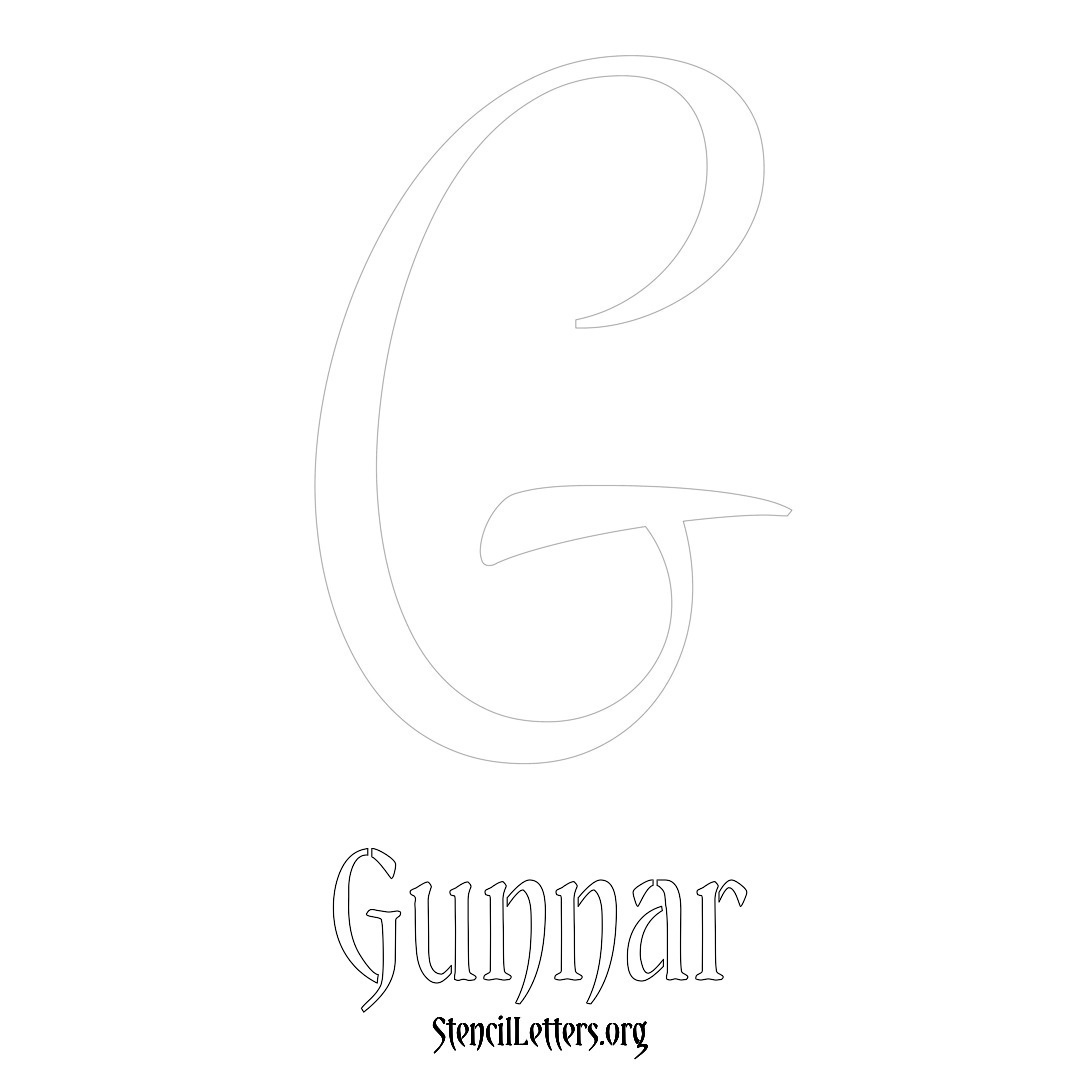 Gunnar printable name initial stencil in Vintage Brush Lettering