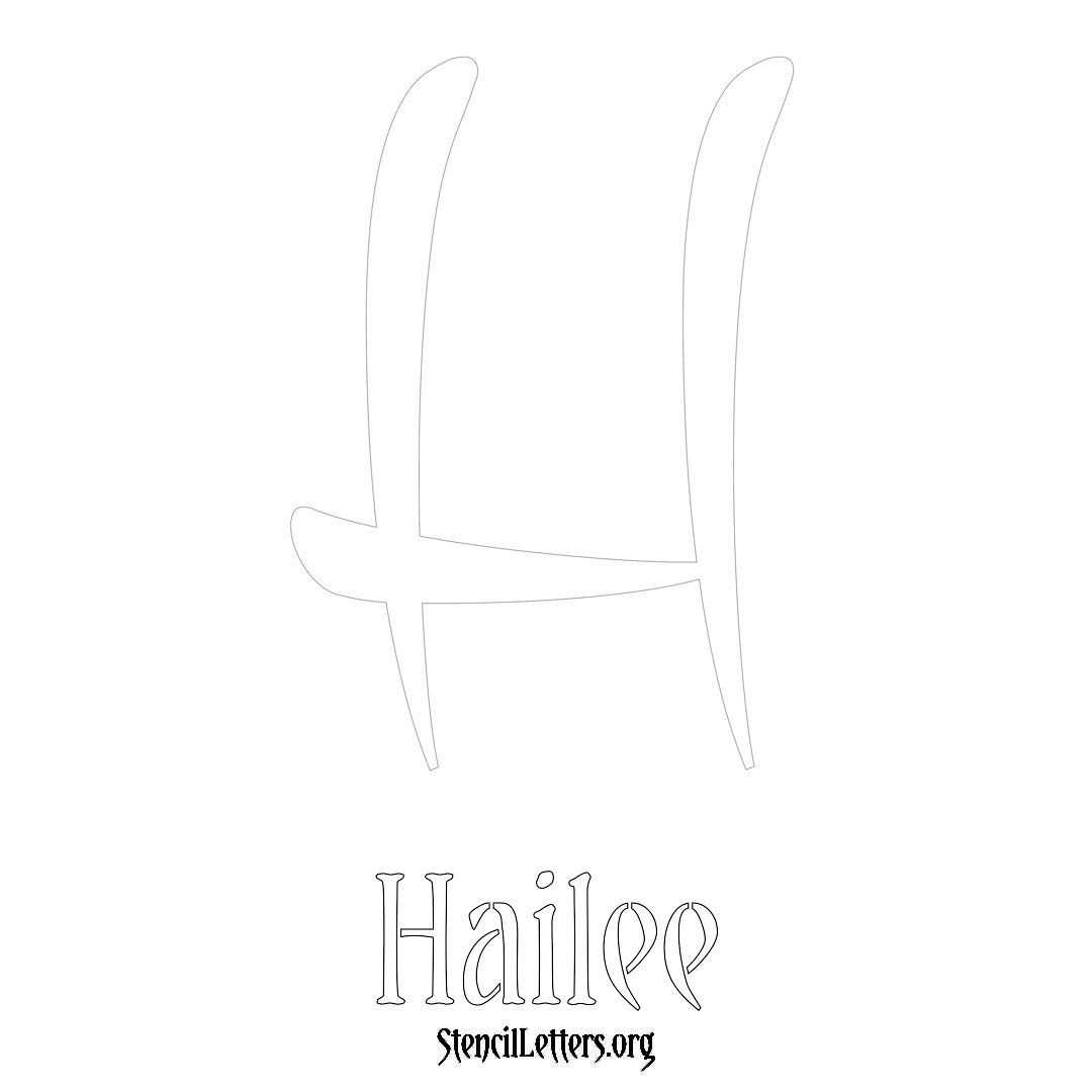 Hailee printable name initial stencil in Vintage Brush Lettering