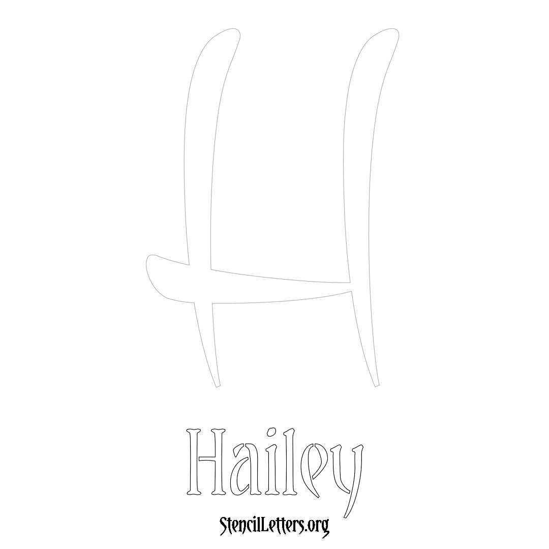 Hailey printable name initial stencil in Vintage Brush Lettering