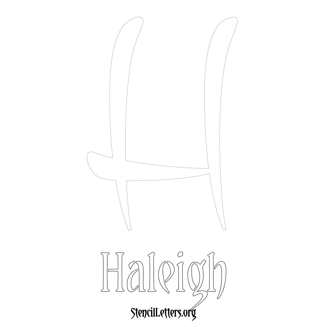 Haleigh printable name initial stencil in Vintage Brush Lettering