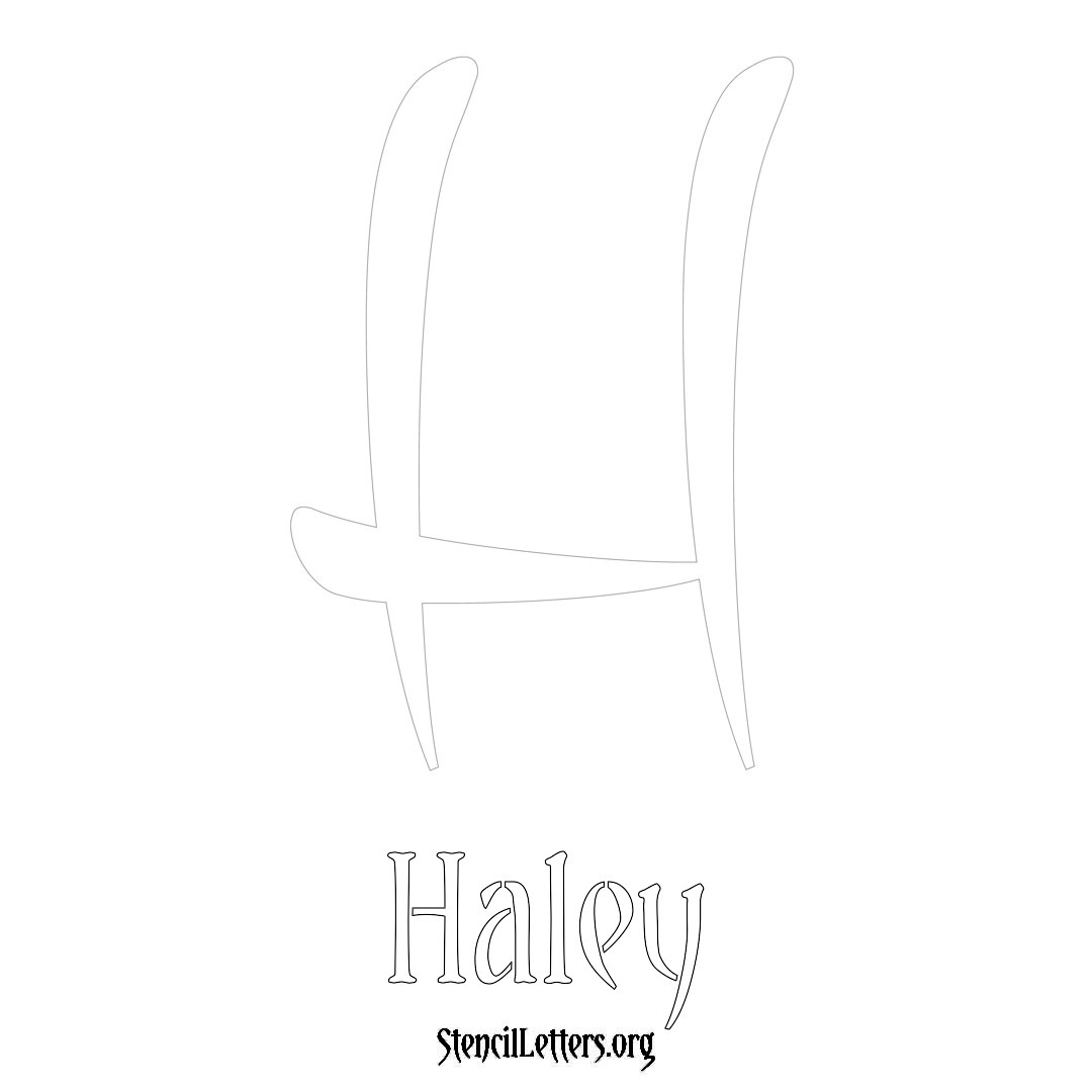 Haley printable name initial stencil in Vintage Brush Lettering