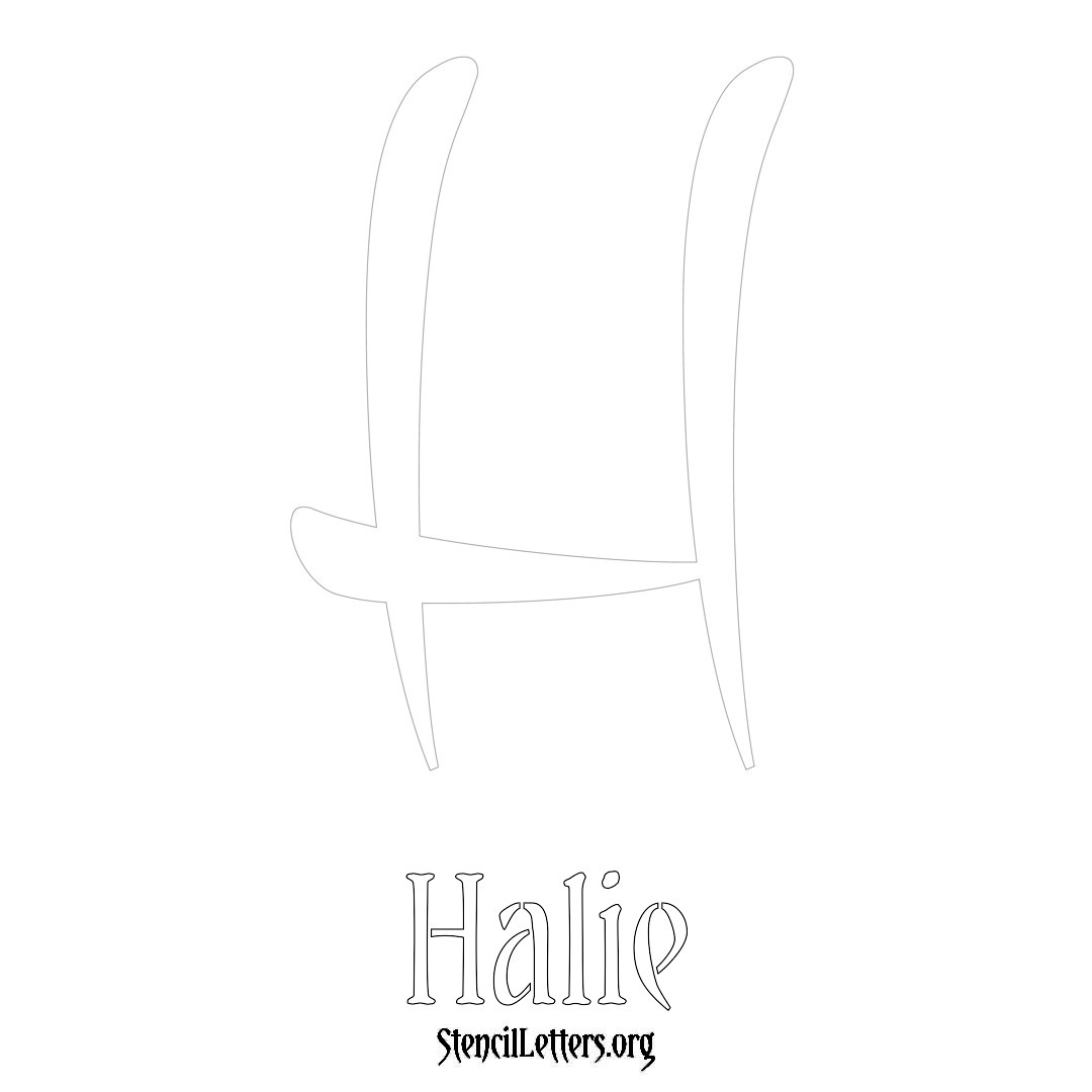 Halie printable name initial stencil in Vintage Brush Lettering