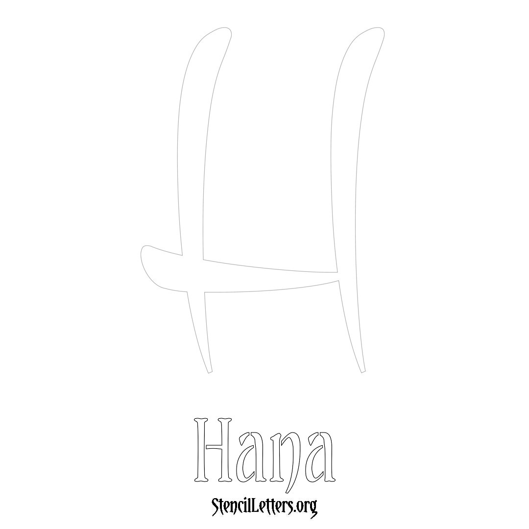 Hana printable name initial stencil in Vintage Brush Lettering