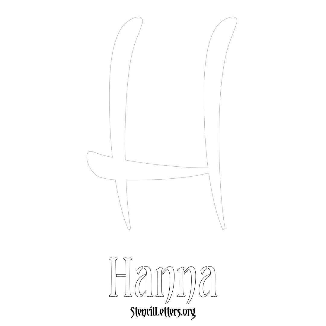 Hanna printable name initial stencil in Vintage Brush Lettering