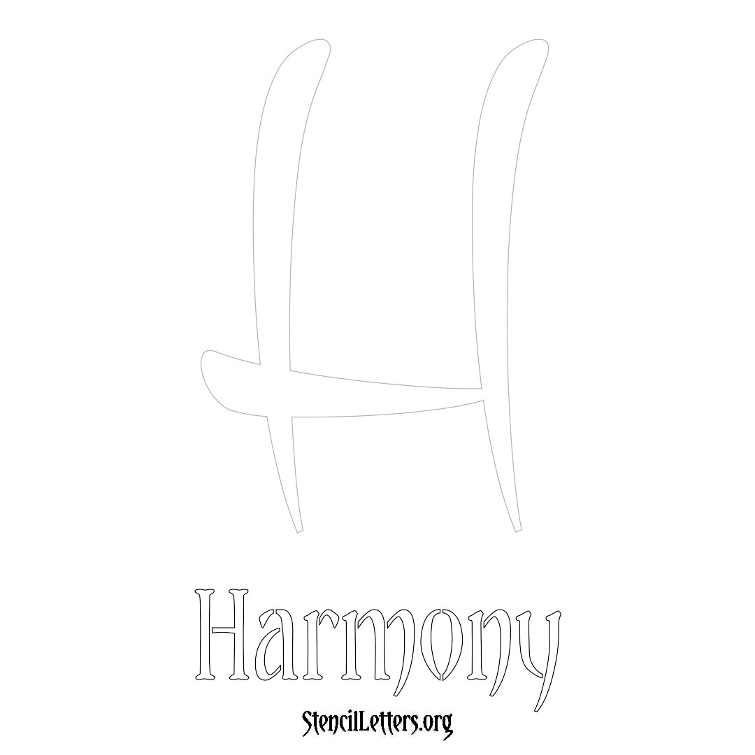 Harmony printable name initial stencil in Vintage Brush Lettering