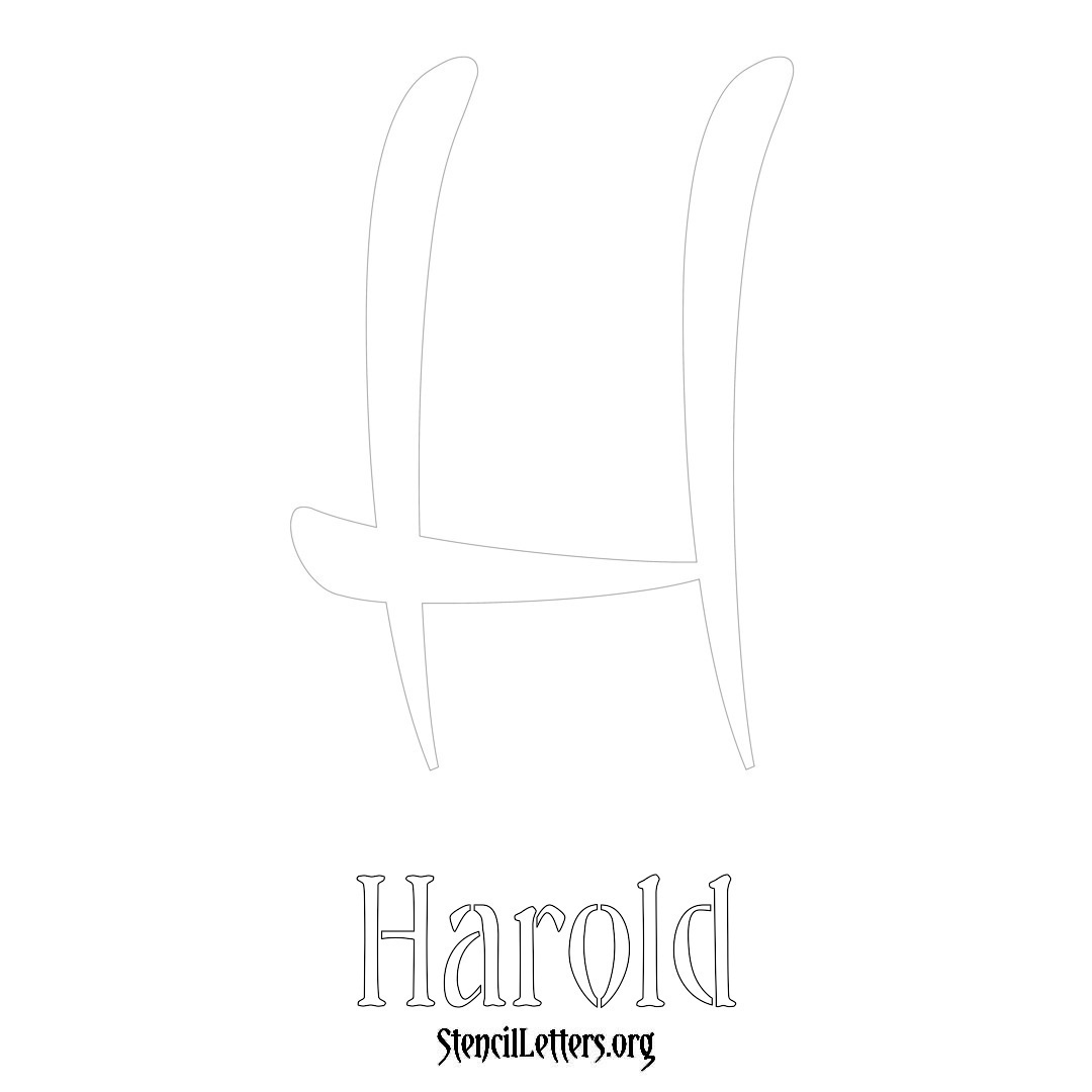 Harold printable name initial stencil in Vintage Brush Lettering