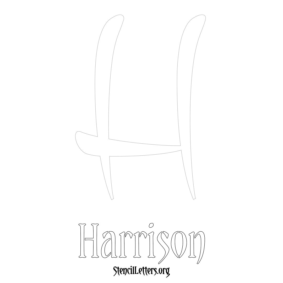 Harrison printable name initial stencil in Vintage Brush Lettering