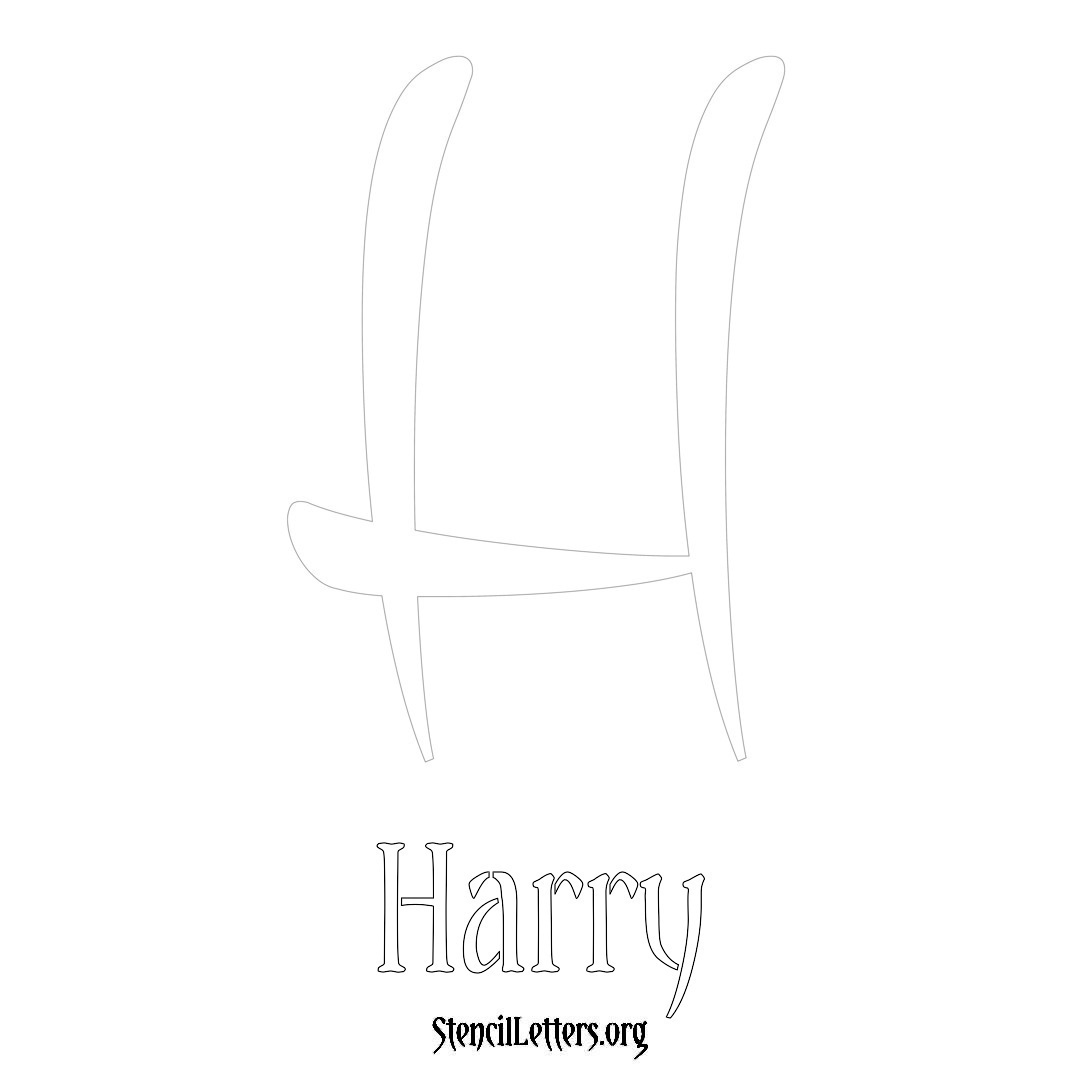 Harry printable name initial stencil in Vintage Brush Lettering