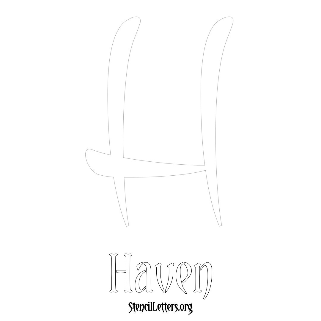 Haven printable name initial stencil in Vintage Brush Lettering