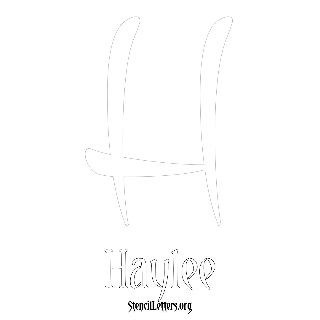 Haylee printable name initial stencil in Vintage Brush Lettering