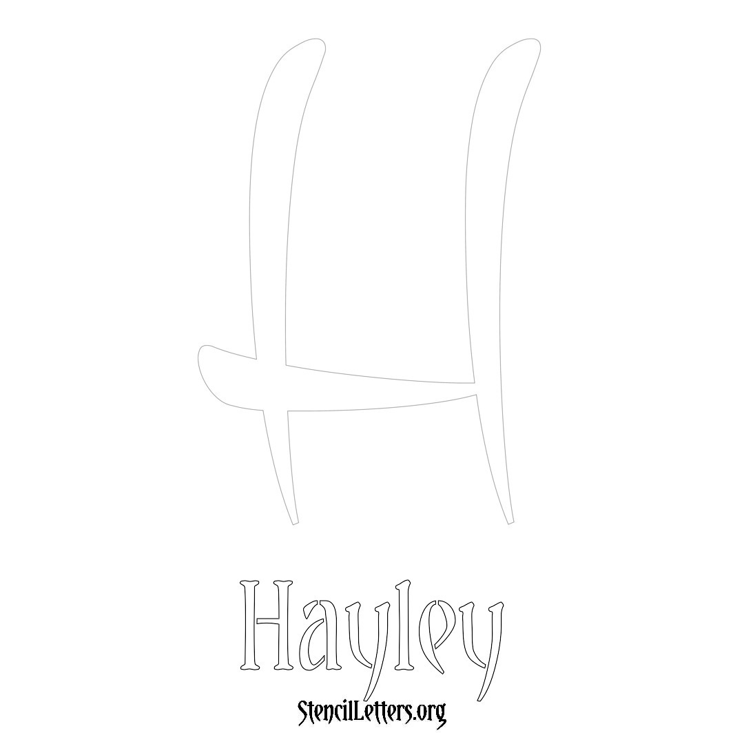 Hayley printable name initial stencil in Vintage Brush Lettering