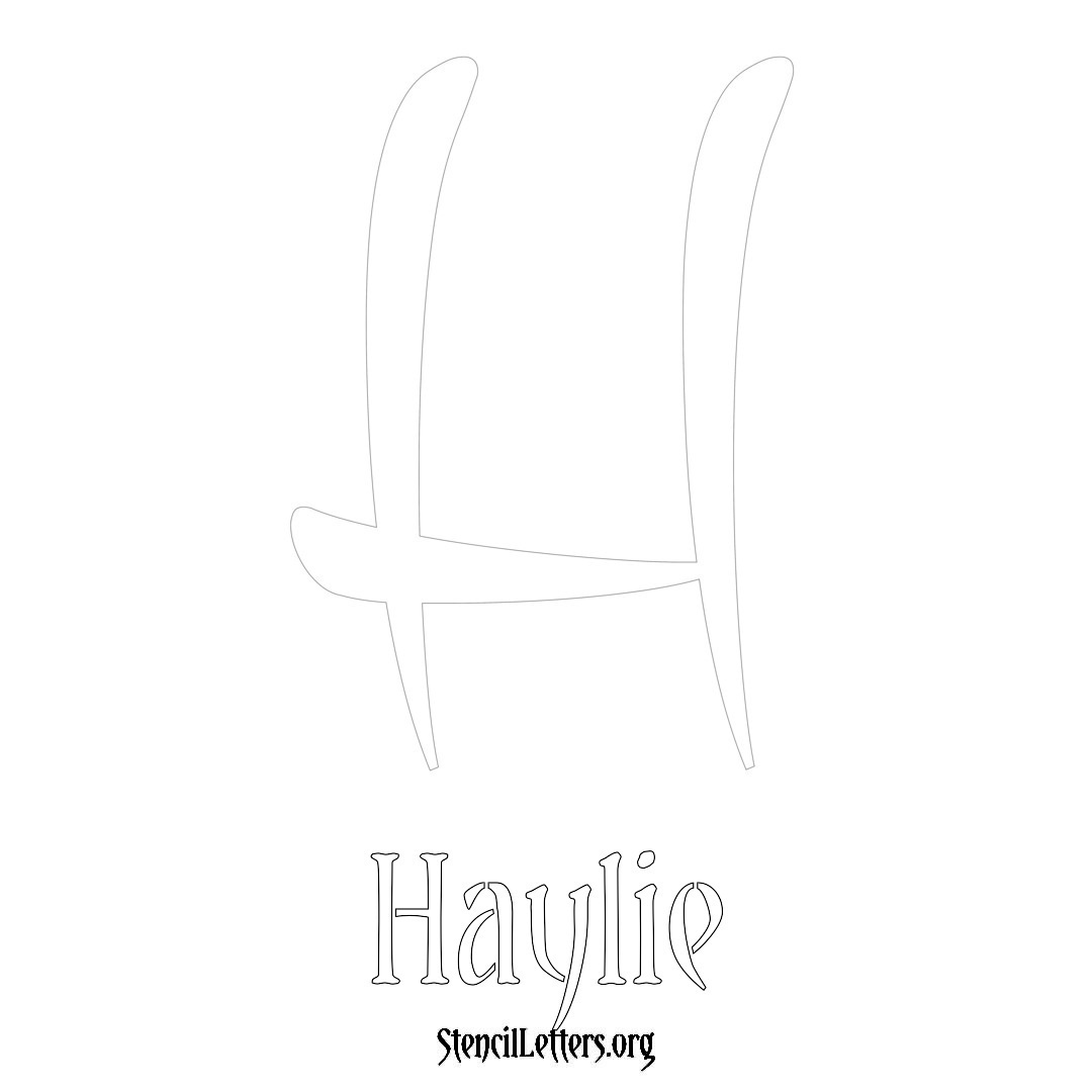 Haylie printable name initial stencil in Vintage Brush Lettering