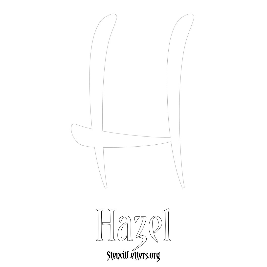 Hazel printable name initial stencil in Vintage Brush Lettering