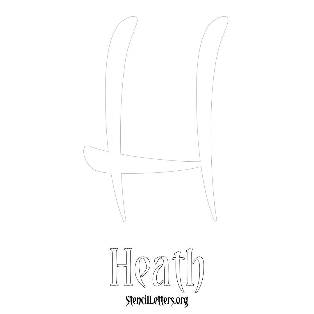 Heath printable name initial stencil in Vintage Brush Lettering