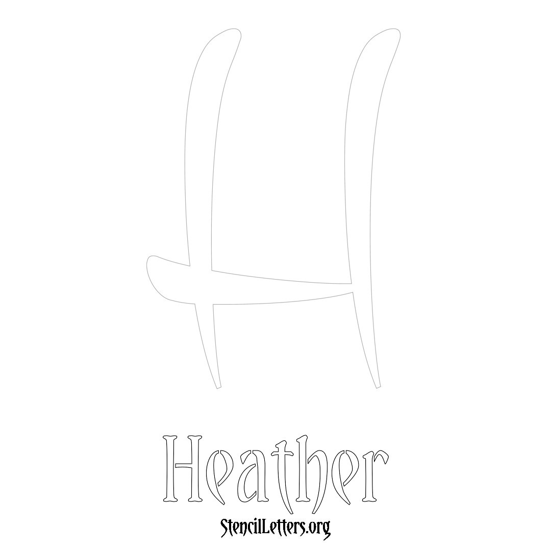 Heather printable name initial stencil in Vintage Brush Lettering