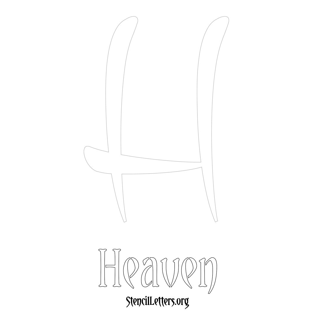 Heaven printable name initial stencil in Vintage Brush Lettering