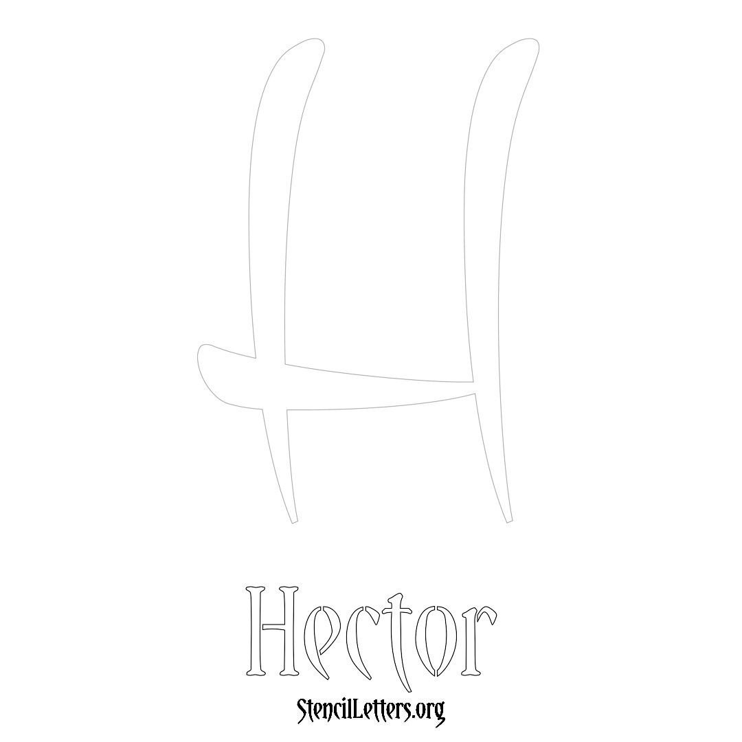 Hector printable name initial stencil in Vintage Brush Lettering