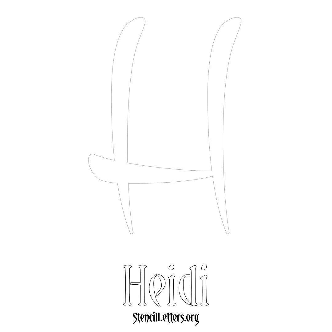 Heidi printable name initial stencil in Vintage Brush Lettering