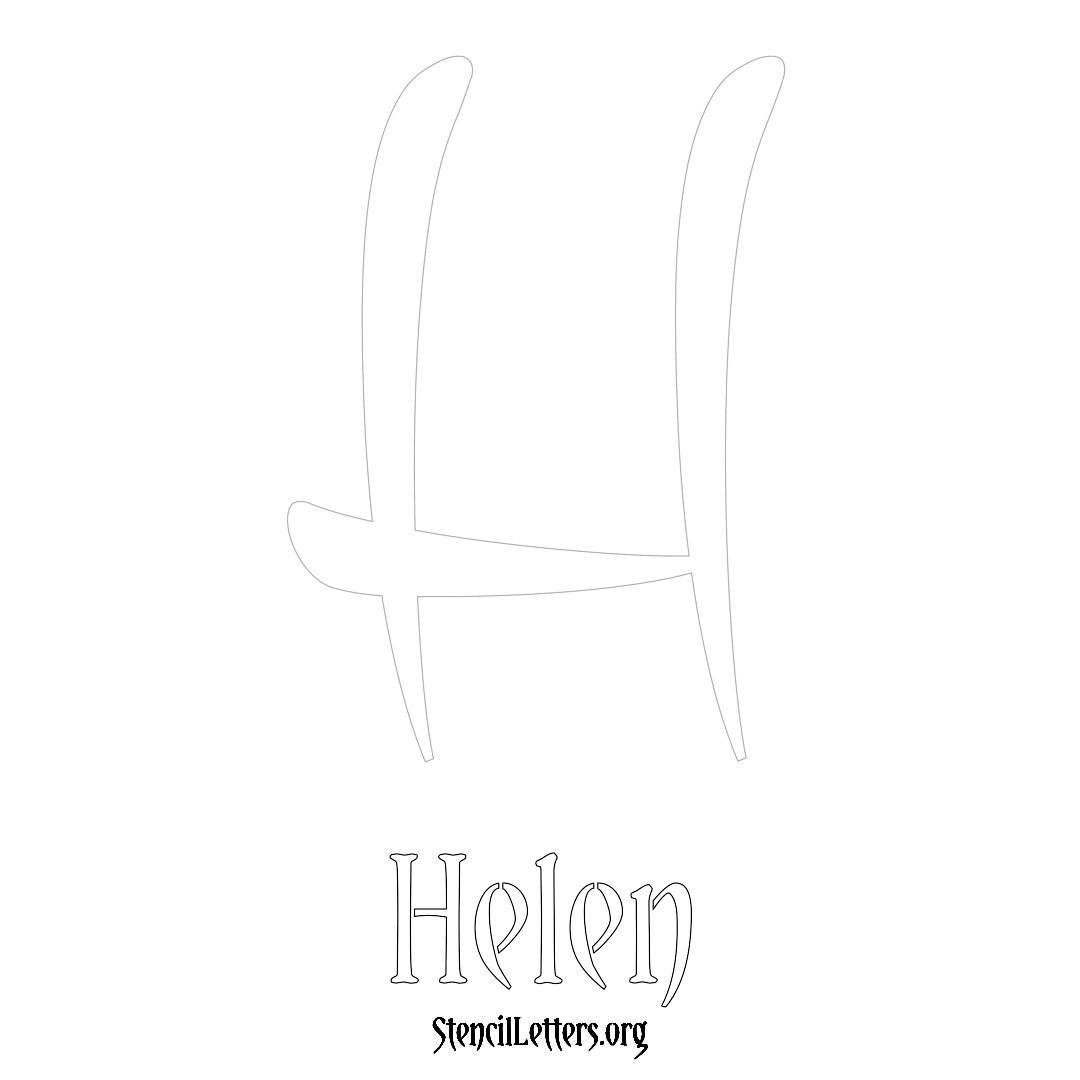 Helen printable name initial stencil in Vintage Brush Lettering