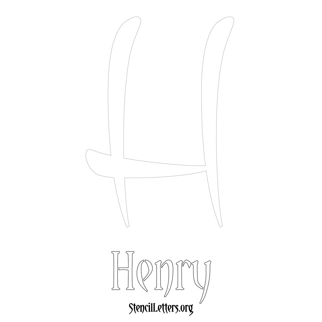 Henry printable name initial stencil in Vintage Brush Lettering