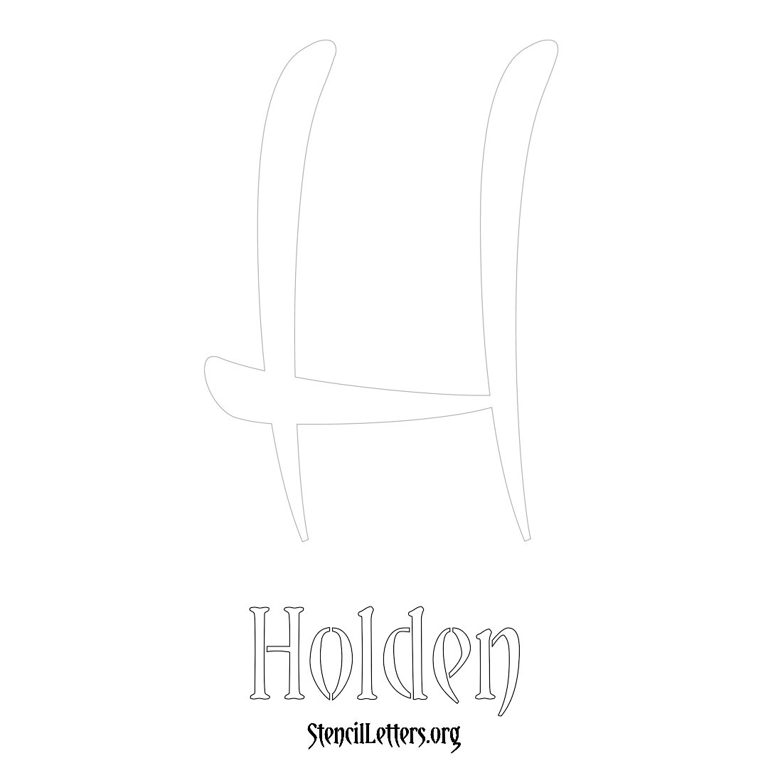 Holden printable name initial stencil in Vintage Brush Lettering