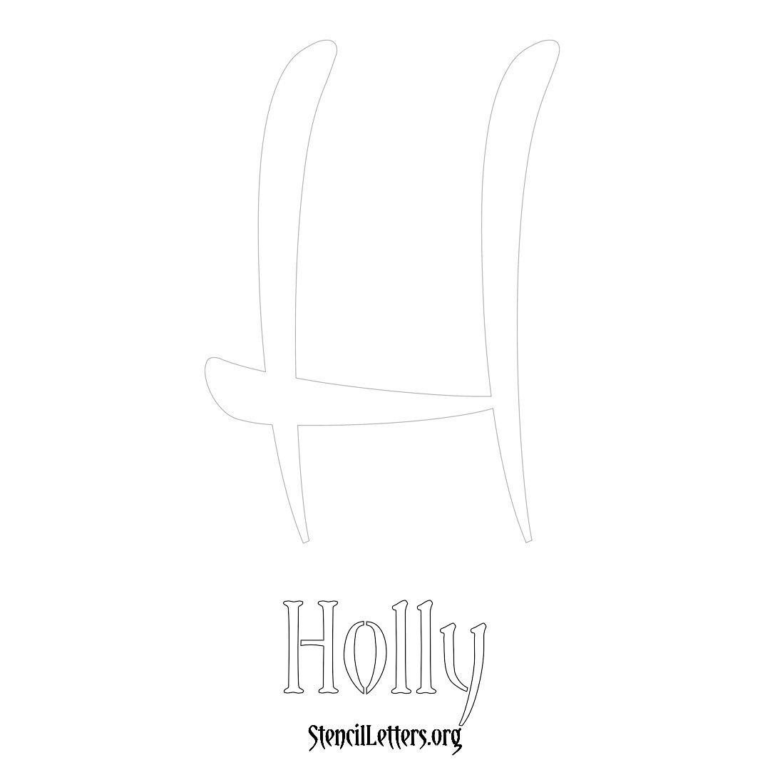 Holly printable name initial stencil in Vintage Brush Lettering