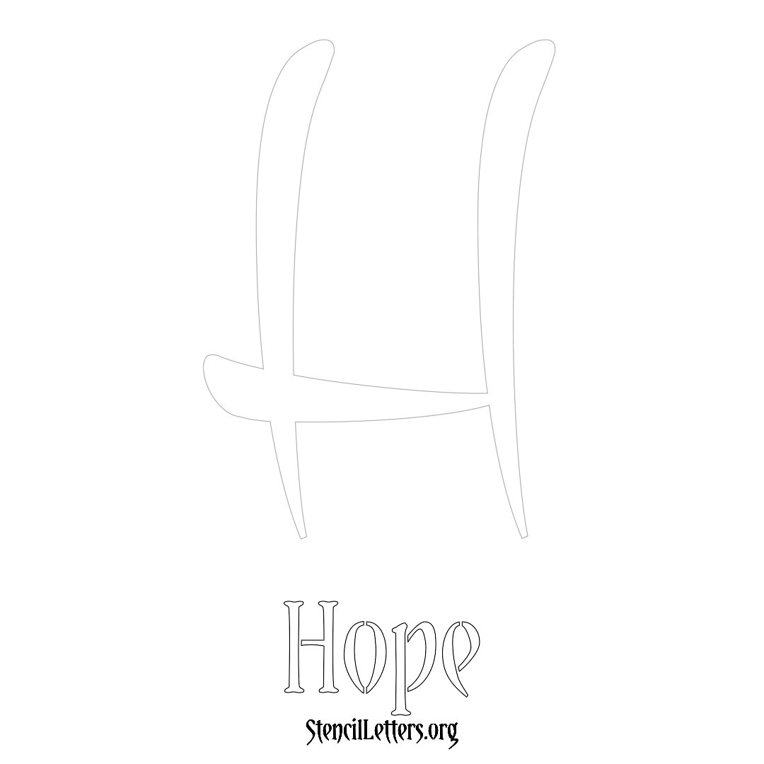 Hope printable name initial stencil in Vintage Brush Lettering