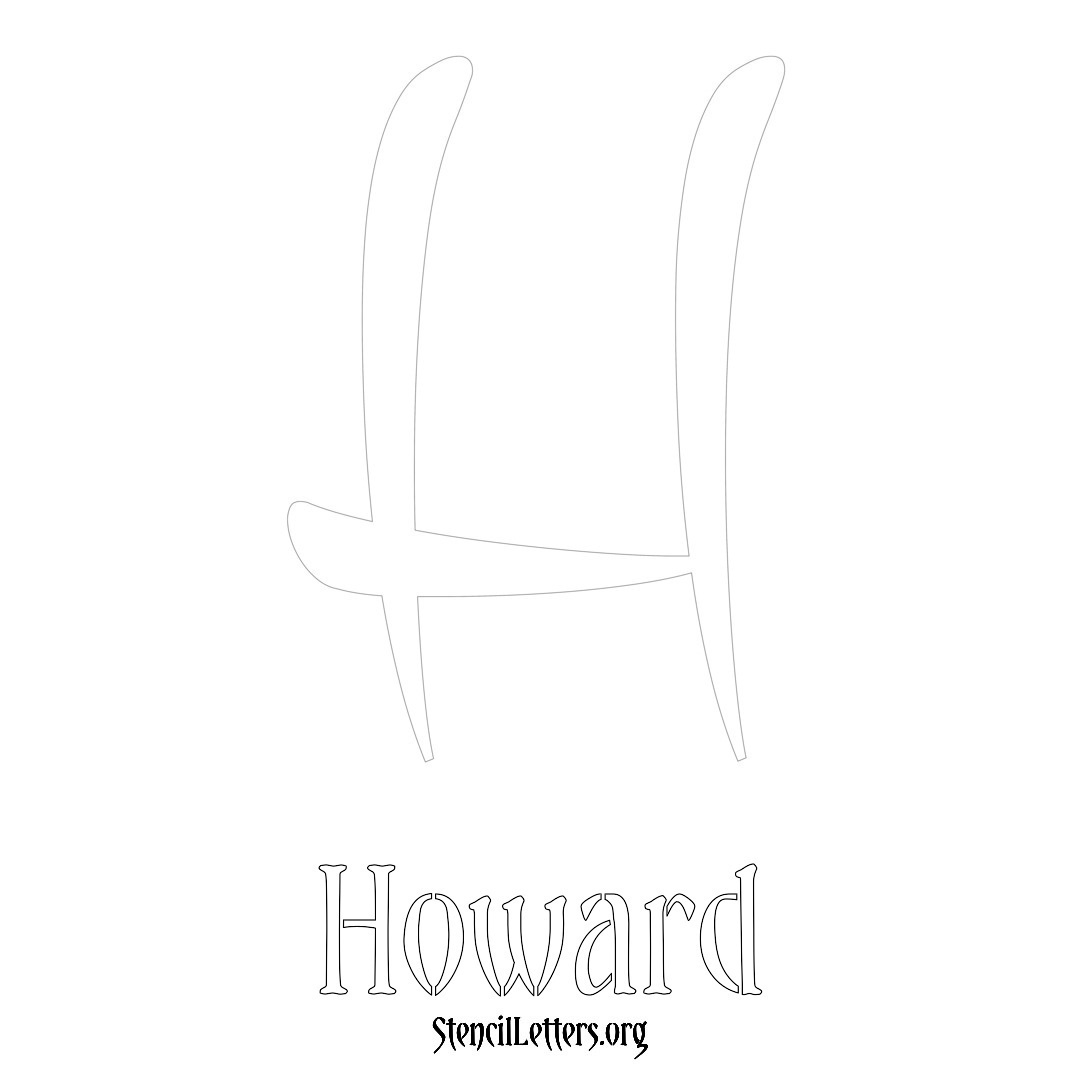 Howard printable name initial stencil in Vintage Brush Lettering