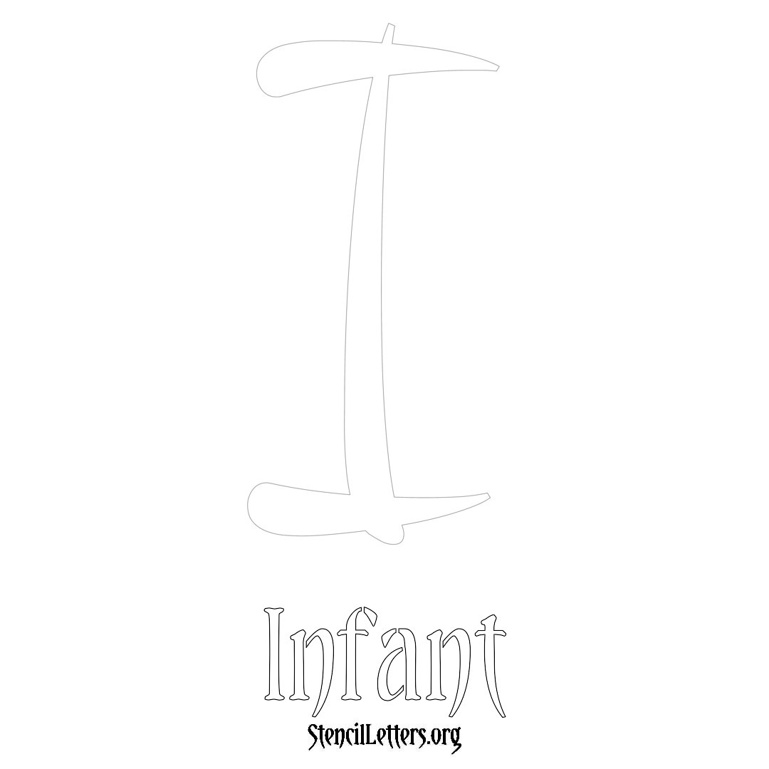 Infant printable name initial stencil in Vintage Brush Lettering