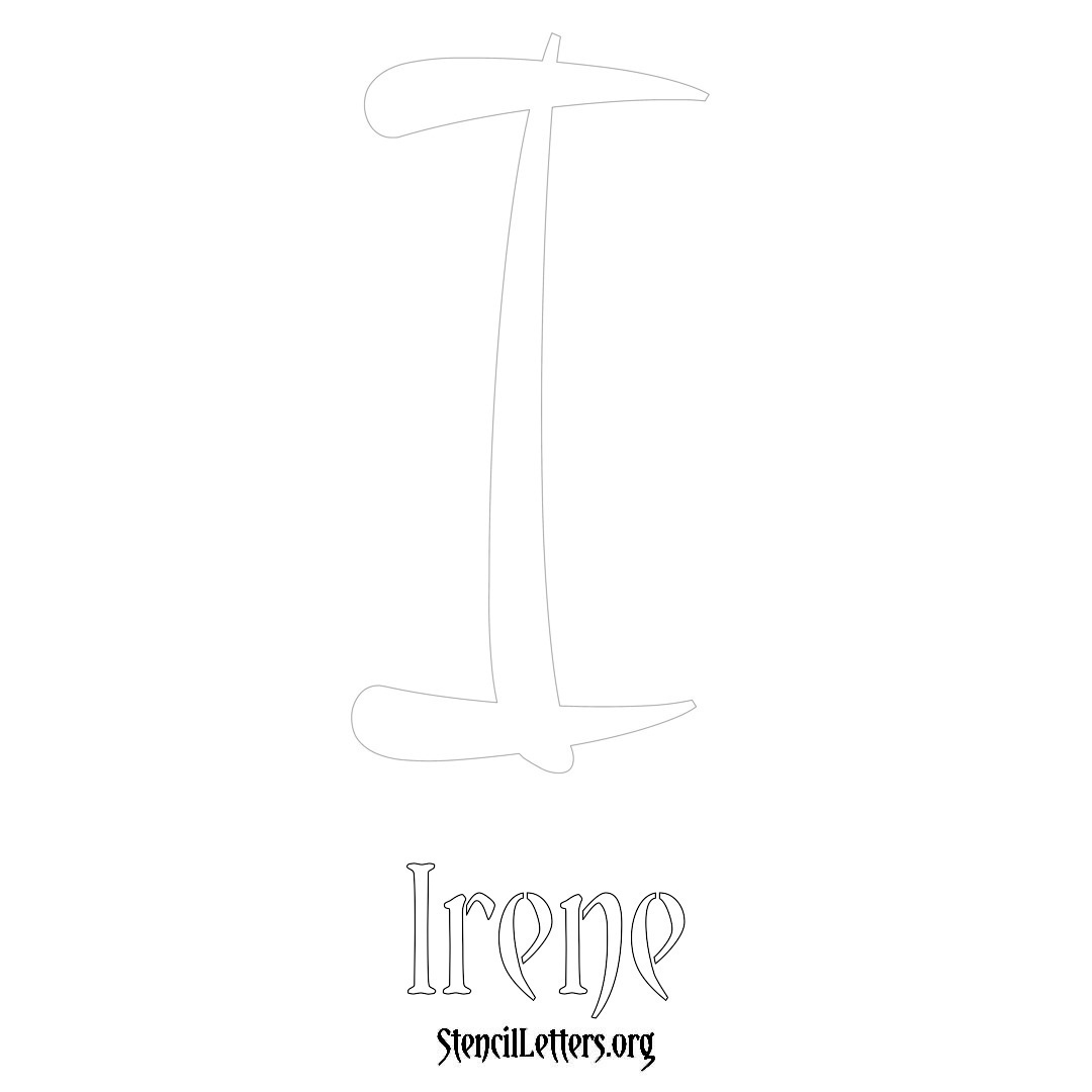 Irene printable name initial stencil in Vintage Brush Lettering