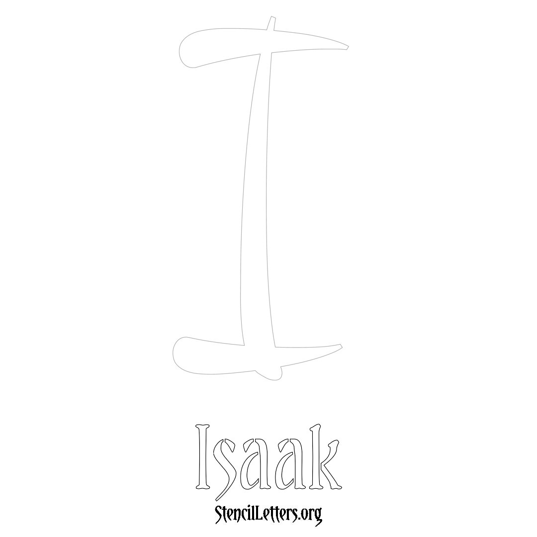 Isaak printable name initial stencil in Vintage Brush Lettering