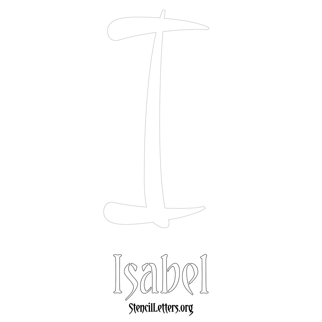 Isabel printable name initial stencil in Vintage Brush Lettering