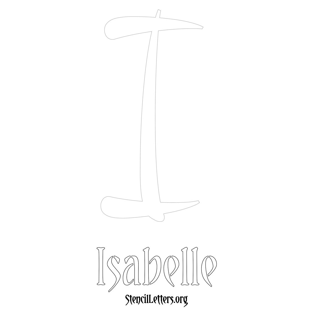 Isabelle printable name initial stencil in Vintage Brush Lettering