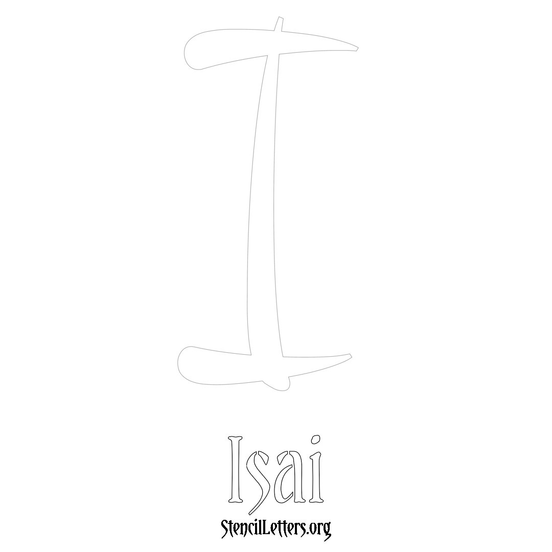 Isai printable name initial stencil in Vintage Brush Lettering