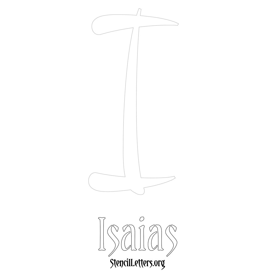 Isaias printable name initial stencil in Vintage Brush Lettering