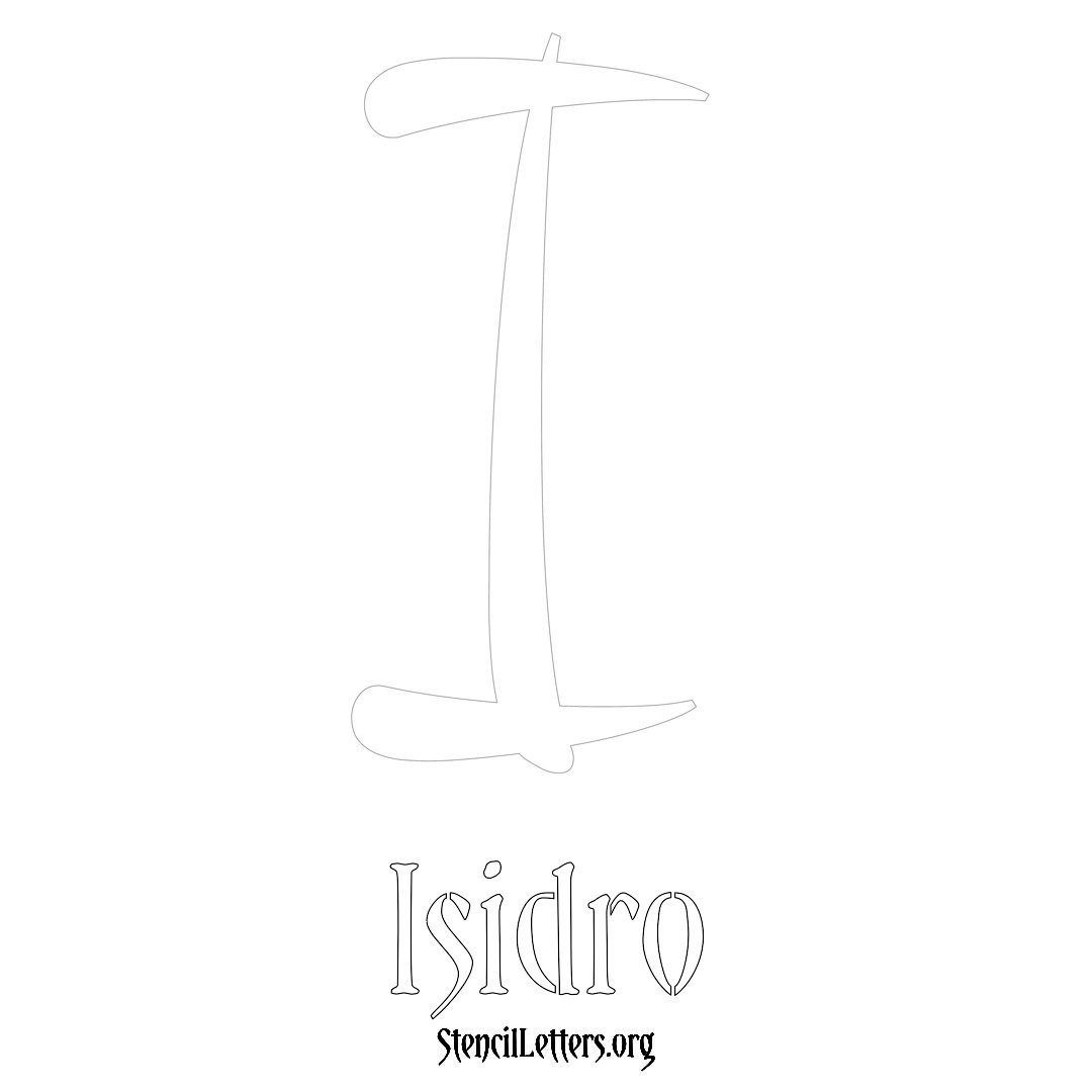 Isidro printable name initial stencil in Vintage Brush Lettering